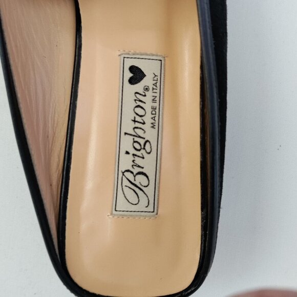 Brighton Leather Melanie Size 9 Slides Mules Shoes Beaded Silver Heart Black - Picture 4 of 6